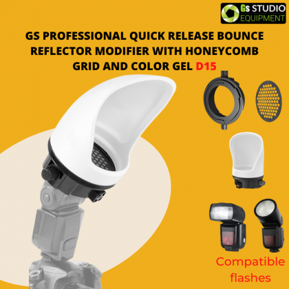 GS Professional Quick Release Bounce Reflector Modifier with Honeycomb Grid and Color Gel D15